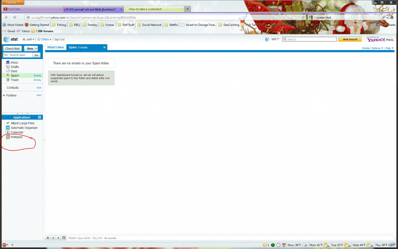 In yahoo where is the notepad feature